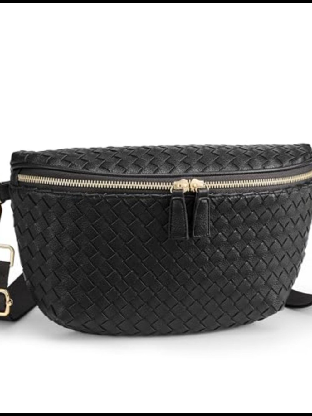 Woven Faux Leather Crossbody Bag Adjustable Strap Travel Belt Bum Bag